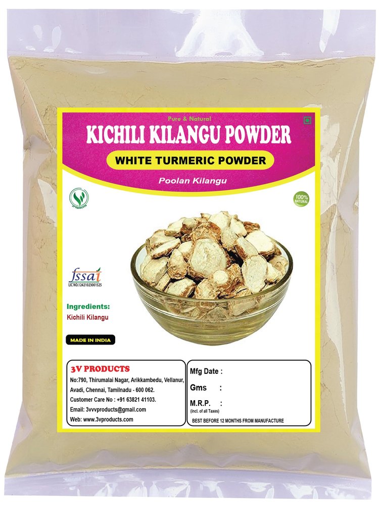 3V PRODUCTS Kichili Kilangu Powder 150g | White Turmeric | Poolan kilangu