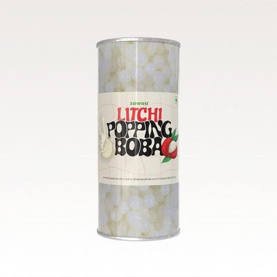 ZAWAA Foods Litchi Popping Boba Pearls 1kg  Bursting Boba for Bubble Tea - Lychee Flavor | Includes 10 Paper Straws