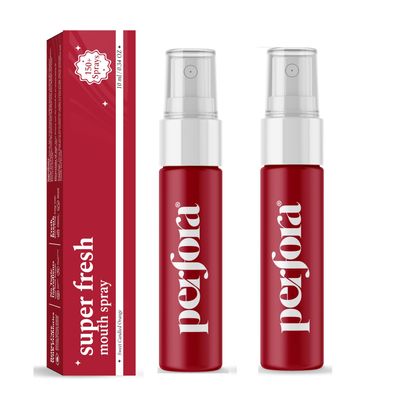 Perfora Super Fresh Sweet Candied Orange Mouth Spray | Instant Fresh Breath, Alcohol-Free, Teeth Remineralization, SLS-Free | 10 ml x 2