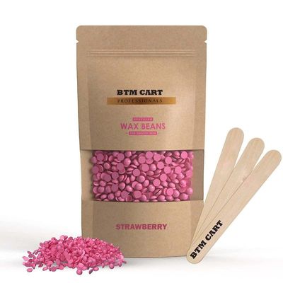 BTM CART Strawberry Painless And Stripless Hair Removal Hard Wax Beans For Women, Eyebrow, Back, Chest, Bikini Areas Wax Beans, Legs, Arms, Beards Wax Beans(50 Gram) Pack Of 1
