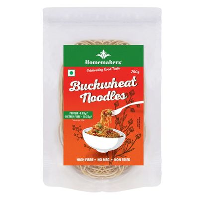 Homemakerz Buckwheat Noodles, Natural, Preservative Free, Not Fried & No Oil, Healthy & Tasty Hakka Noodles With High Fibre & Zero Maida, 200g