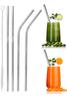 ANKUS Reusable Stainless Steel Straw with Cleaning Brush Metal Straw for Drinking Juice 8.5 Inch (2 Bent + 2 Straight + 1 Brush) view 1