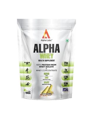Alpha Labz 100% Whey Protein Isolate | 25g Protein, 5.5g BCAA, 2g Creatine | Whey Protein Powder - Post Workout Whey Protein Isolate | Fast-Absorbing Workout Supplements for Fast Recovery & Lean Muscle | Men and Women [Kesar Kulfi, 1Kg]