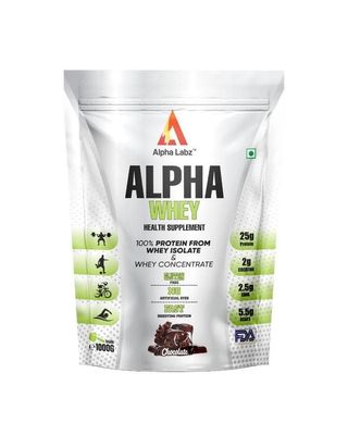 Alpha Labz 100% Whey Protein Isolate | 25g Protein, 5.5g BCAA, 2g Creatine | Whey Protein Powder - Post Workout Whey Protein Isolate | Fast-Absorbing Workout Supplements for Fast Recovery & Lean Muscle | Men and Women [Chocolate, 1Kg]