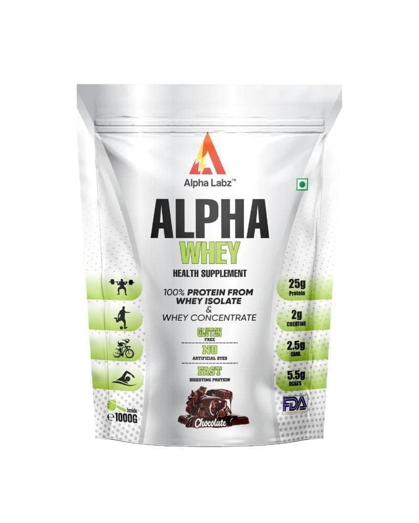 Alpha Labz 100% Whey Protein Isolate | 25g Protein, 5.5g BCAA, 2g Creatine | Whey Protein Powder - Post Workout Whey Protein Isolate | Fast-Absorbing Workout Supplements for Fast Recovery & Lean Muscle | Men and Women [Chocolate, 1Kg]