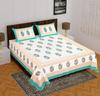 Flyrra 144TC 100% Cotton Feel Bedsheet for Double Bed with Two Double Size Pillow Covers Soft/Breathable - 90x100 Inches view 1