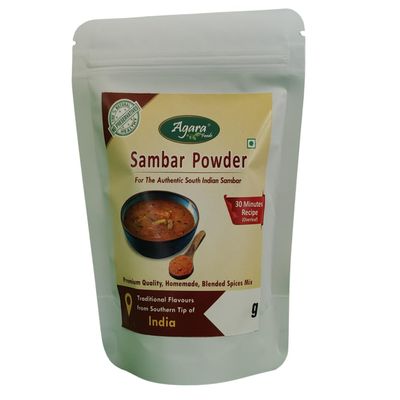 Agara Sambar Masala Powder - 100 g x 2 packs - Pure Natural - Healthy - Homemade - No Preservatives - Rich Taste - Unique Product from Agara Foods, Kanyakumari