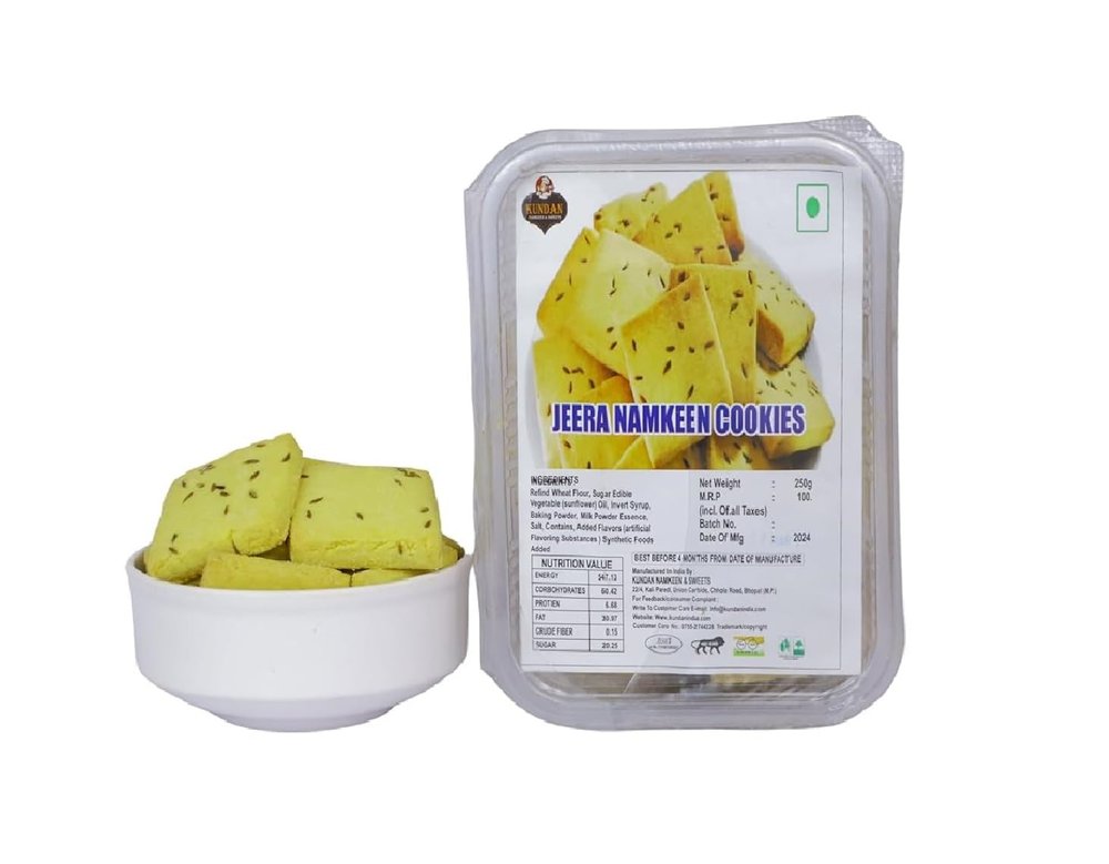 KUNDAN NAMKEEN Sweet & Salty Vegetarian No Added Preservatives & No Artificial Color Zeera Namkeen Biscuit Cookies 250gm