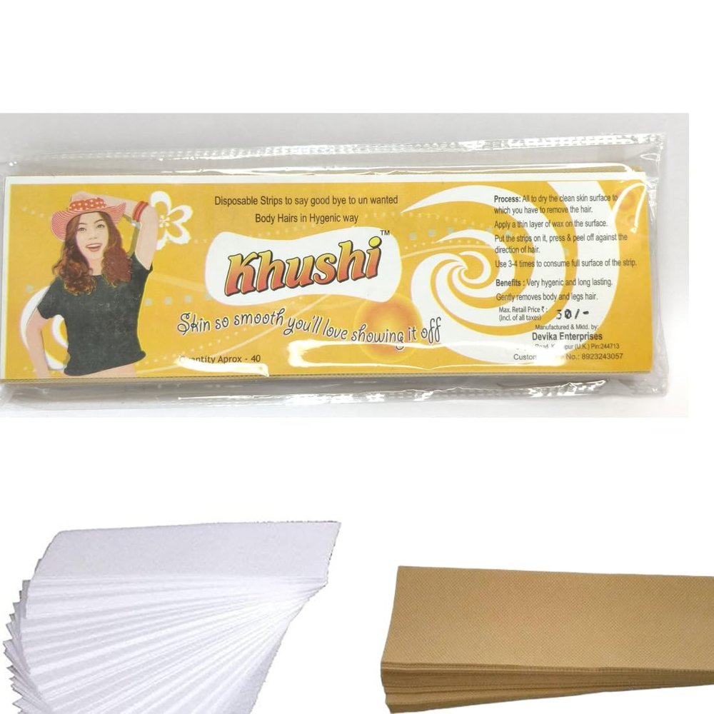 Khushi Wax Strips for Facial and Body Hair Removal, Upper lips for Home and Salon (BEIGE, 150)