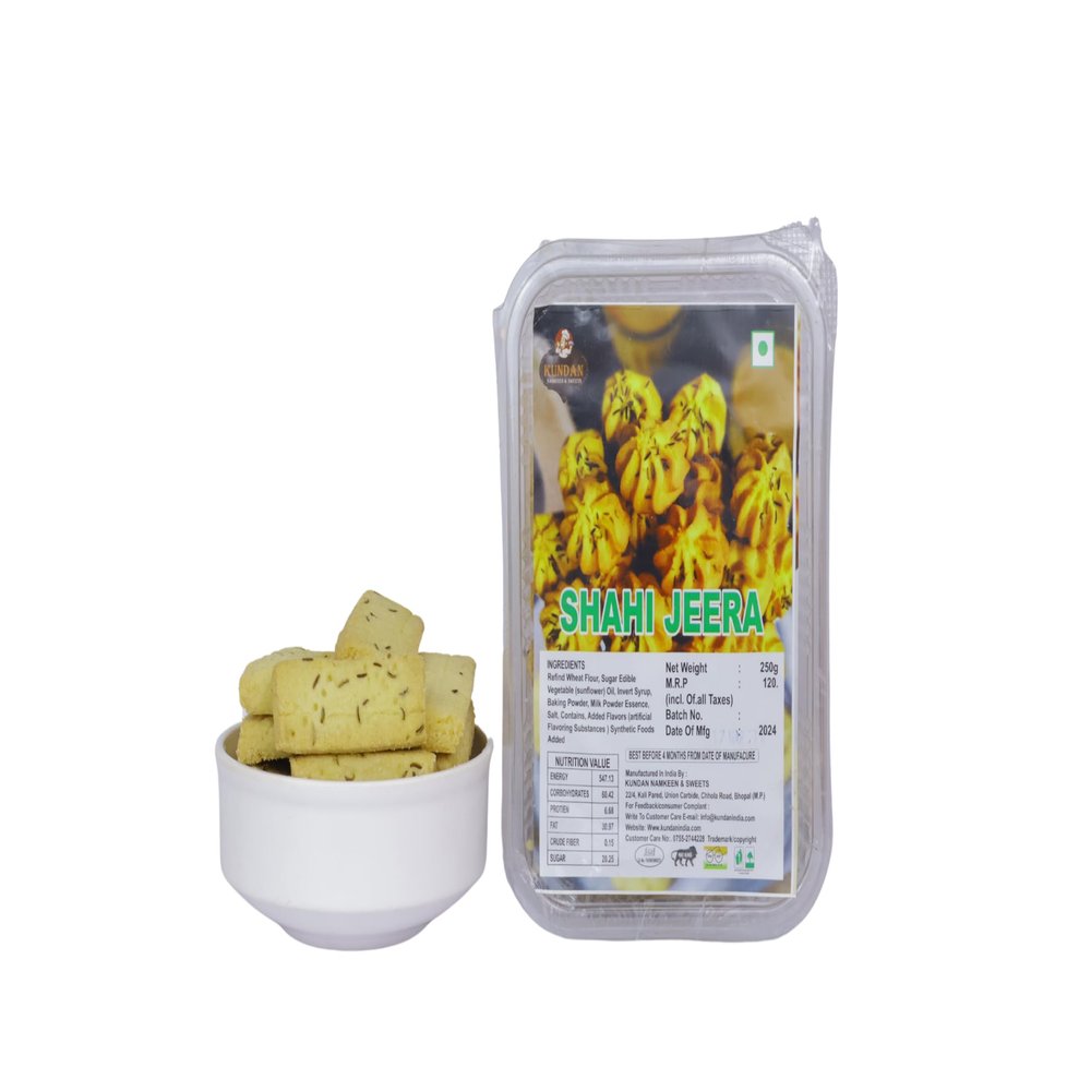 KUNDAN NAMKEEN Sweet & Salty Vegetarian No Added Preservatives & No Artificial Color Shahi Jeera Biscuit Cookies 250gm