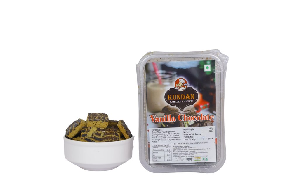 KUNDAN NAMKEEN Sweet Vegetarian No Added Preservatives & No Artificial Color Vanilla Chocolate Biscuit Cookies 250gm
