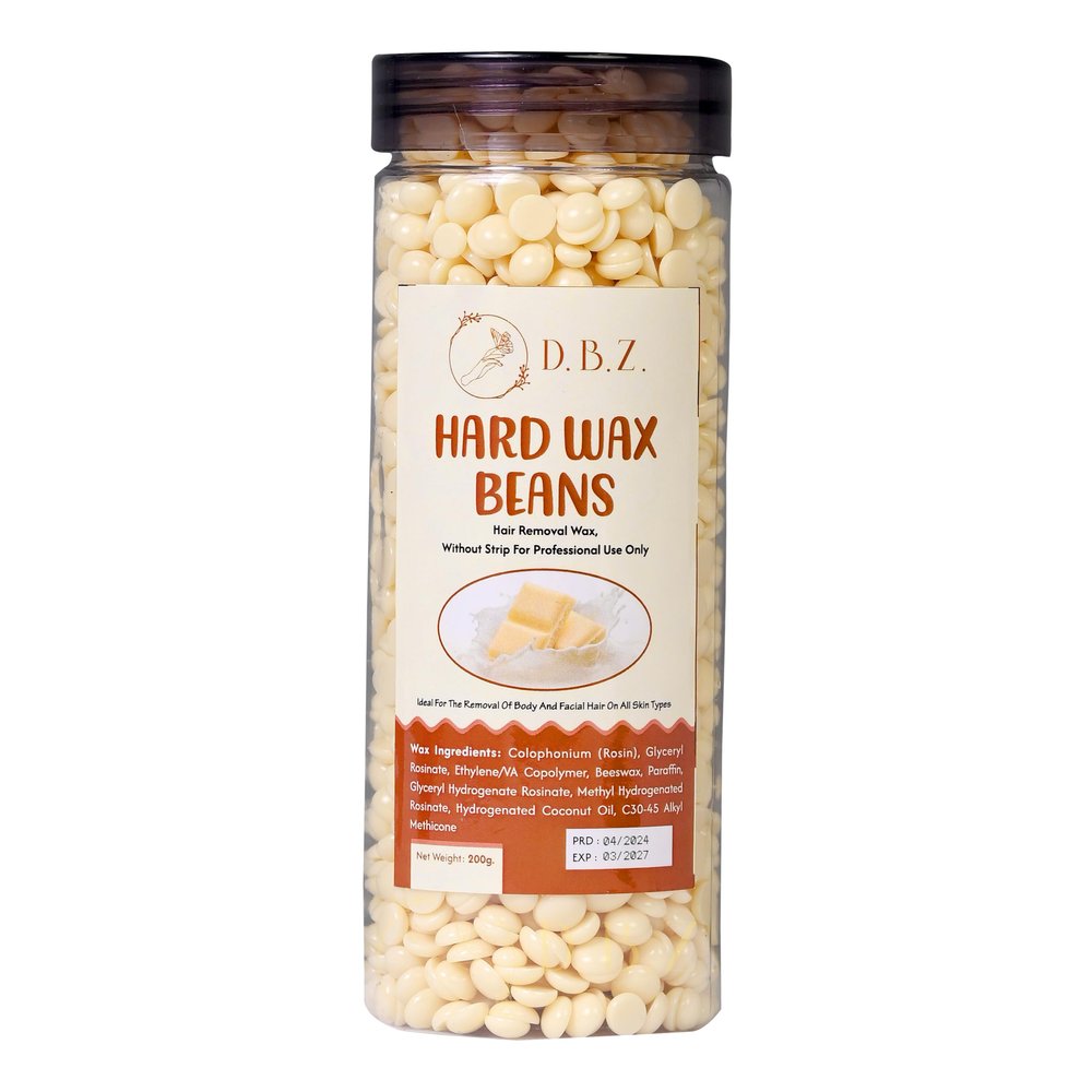 D.B.Z. Hard Wax Beans for Hair Removal, Wax Beans For Bikini Hair Removal,Leg Face Eyebrow, Home Wax For Women Men, 200g with box (Light Cream)