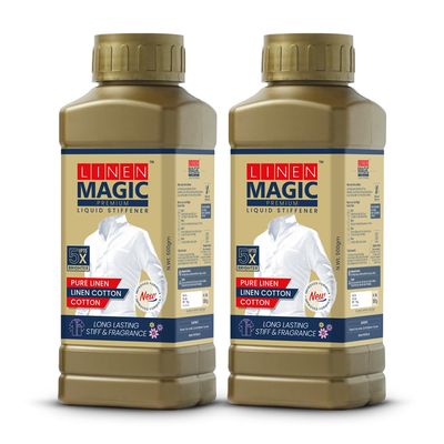 Mr Shine Linen Magic Liquid Stiffener 500 ml | Pure Linen, Linen Cotton, Cotton | Upto 5x Brighter | Long Lasting Stiff & Fragrance (Pack of 2)