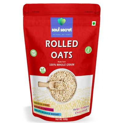Soul Secret Rolled Oats 500g - 100% Wholegrain | Protein for Breakfast | High Fibre Cereals
