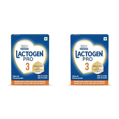 Lactogen Nestle Pro 3, Follow-Up Formula With Iron, Powder, Infant Whey Protein And Vitamins, After 12 Months Up To 18 Months, Bag-In-Box Pack, 800g (Pack of 2)