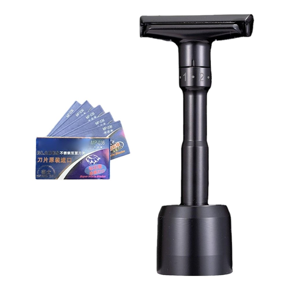BNF Adjustable Double Edge Safety Razor with Stand Holder Portable Manual Shaver Black |Health & Beauty | Shaving & Hair Removal | Razors & Razor Blades | Mens Razors