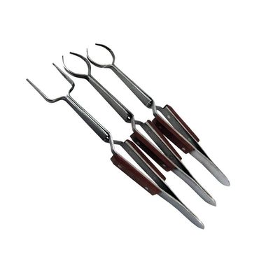 3-Piece Stainless Steel Work Holding Tweezer Set, Round, Oval and U-Shaped Grips, Self-Locking
