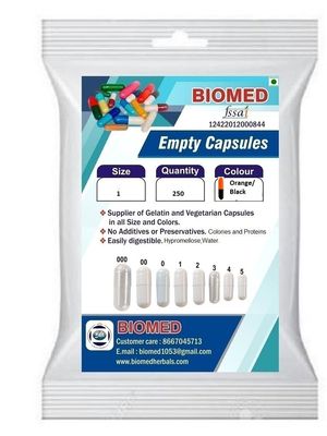 Empty Capsules Size 1 Orange/Black 250 capsules