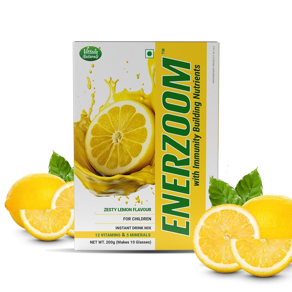 ENERZOOM Water-based Instant Drink Mix | Refreshing & Delicious Natural Lemon Flavor | Quick & Easy Preparation | Pack of 10 sachets (20g Each)