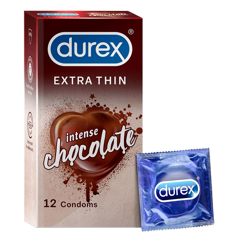 Durex Extra Thin Intense Chocolate Flavoured Condoms For Men - 12s