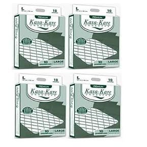 Kasa Kare Underpads, Large - 60x90 cm, 40 Sheets - Disposable Bed and Furniture Protectors, Leak-Proof, Ultra Absorbent - Pack of 4