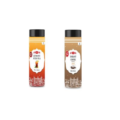 (Combo of 2) JAWAI LEMONY ICED TEA & COFFEE WITH CHICORY INSTANT PREMIX | Just add Chilled Water| Premix Iced Tea & Coffee Ready in 10 Seconds| Ice Tea|Coffee| 31 & 33 Serves| (500 GMS)