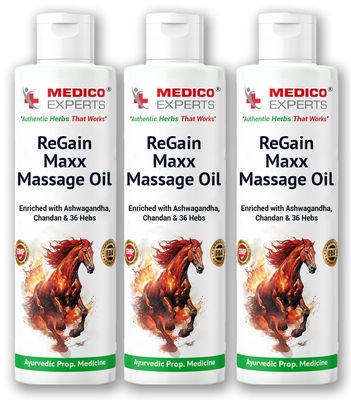 MedicoExperts ReGain Maxx Massage Oil for Men - 50ml (3 Bottles) | FDA Approved | 100% Pure & Natural Lift Up Oil Helps to Restores Energy Enriched with Ashwagandha, Chandan, Clove & 35 Herbs