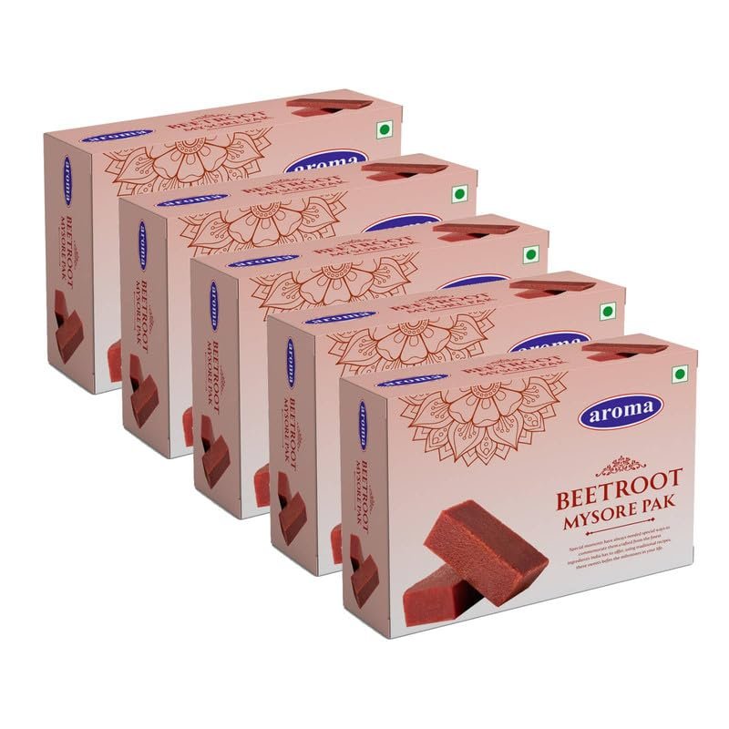 Aroma Beetroot Mysore Pak-Made with Finest Ingredients Mysore Pak | Traditional sweet of Mysuru | Healthy and Delicious Indian Sweet- 250 Grams, Pack of 5