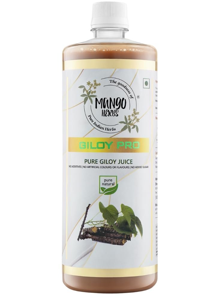 Mango Herbs Giloy Pro: 100% Raw and Cold Pressed Giloy Juice | Immunity, Blood Sugar, Heart Health, Liver Detox, Clear Skin | 1Ltr | Pack of 1