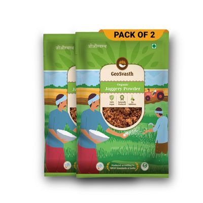 Geosvasth Organic Jaggery Powder | Certified Organic & Chemical Free | By Organic Sugarcane | Unrefined | Refined Sugar Alternative | Vellam, Gud, Sharkara Bellam, Nattu Sakkarai (1000gm)