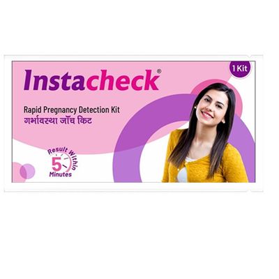 Instacheck HCG Pregnancy Detection Kit Sensitive & Accurate Measurement Results within 5 mins, Easy to Use for Home Tests with Urine Collection Tray (Pack of 1) kits