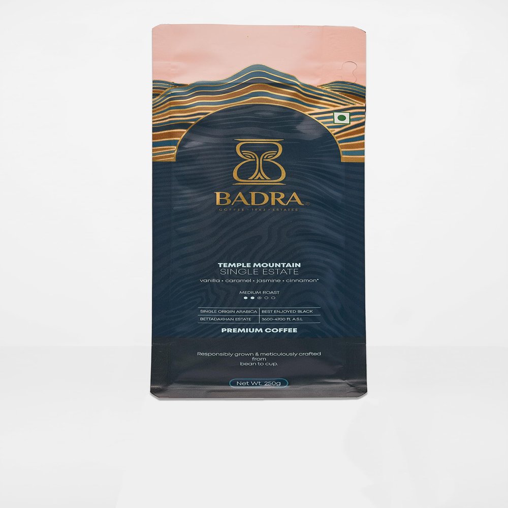 BADRA COFFEE Temple Mountain Medium Roast Aeropress Freshly Ground Coffee, 250 g