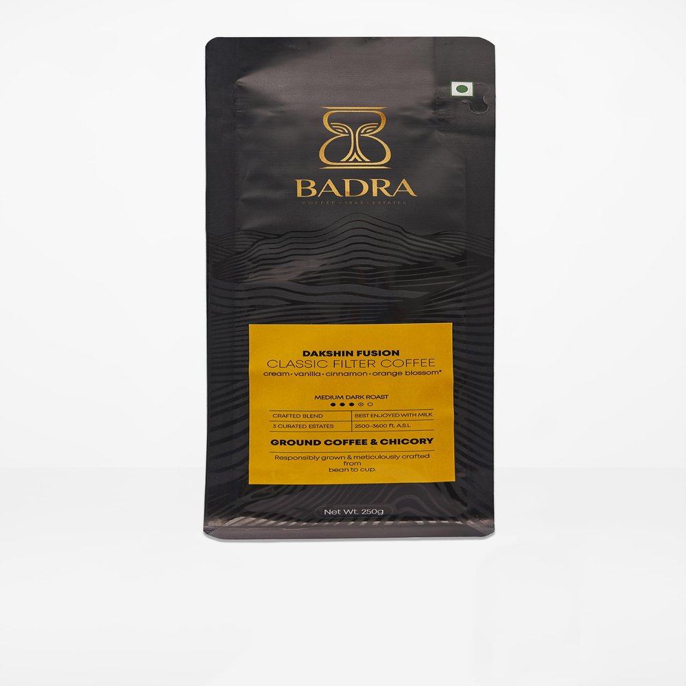 BADRA COFFEE Dakshin Fusion Medium Dark Roast Freshly Ground Coffee, 250 g