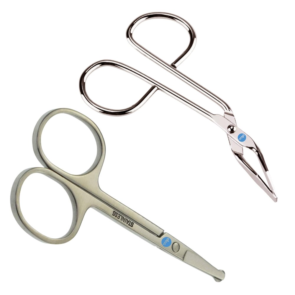 [Ear Lobe & Accessories] Combo Pack (Nose/Ear Hair Trimming Scissor (1 Pc) | 6110 eyebrow Plucker (1 Pc)