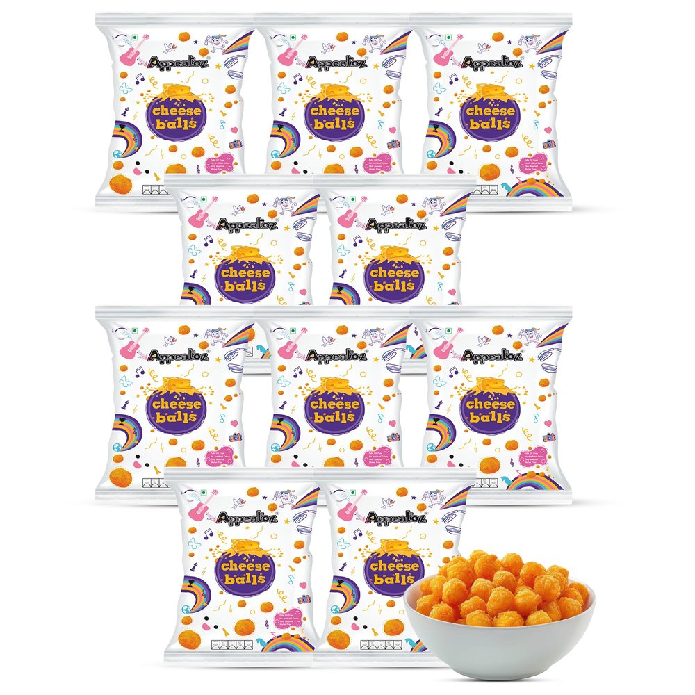 Appeatoz Roasted Corn Cheese Balls | Crunchy Puff Snack | Gluten Free | Oil-Free | No Added Sugar | Baked & Slowly Roasted | On-the-Go Snack Pack | Light & Creamy Center 55g each (Pack of 10)