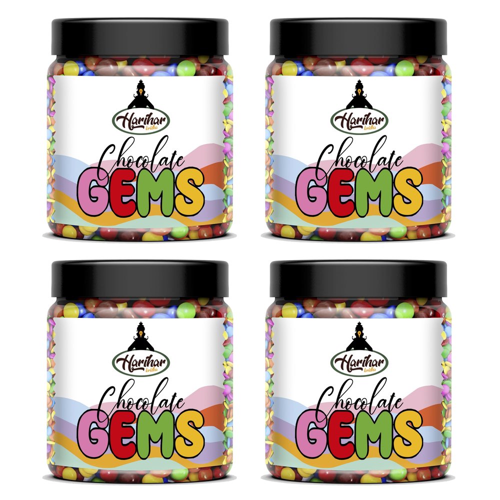 HARIHAR KRIDHA - Chocolate Gems Candy | Premium Chocolate Munchies | Button Candy | Bright Colour Chocolate Candy | Pack of 4 (400 Gram x 4)