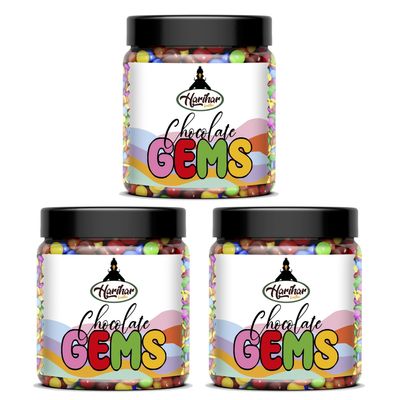 HARIHAR KRIDHA - Chocolate Gems Candy | Premium Button Munchies | Bright Colored Chocolate Candy | Pack of 3 (400g Each) Perfect for Parties and Snacks