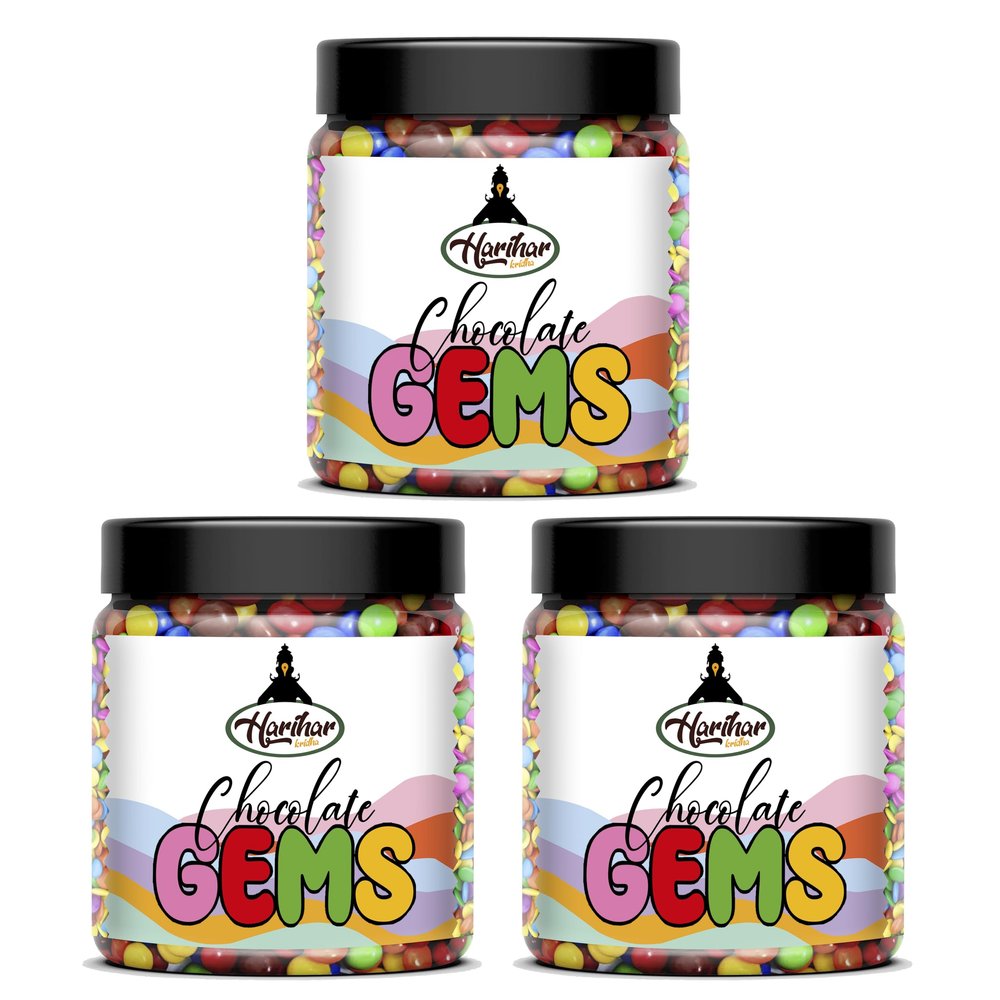 HARIHAR KRIDHA - Chocolate Gems Candy | Premium Button Munchies | Bright Colored Chocolate Candy | Pack of 3 (400g Each)  Perfect for Parties and Snacks