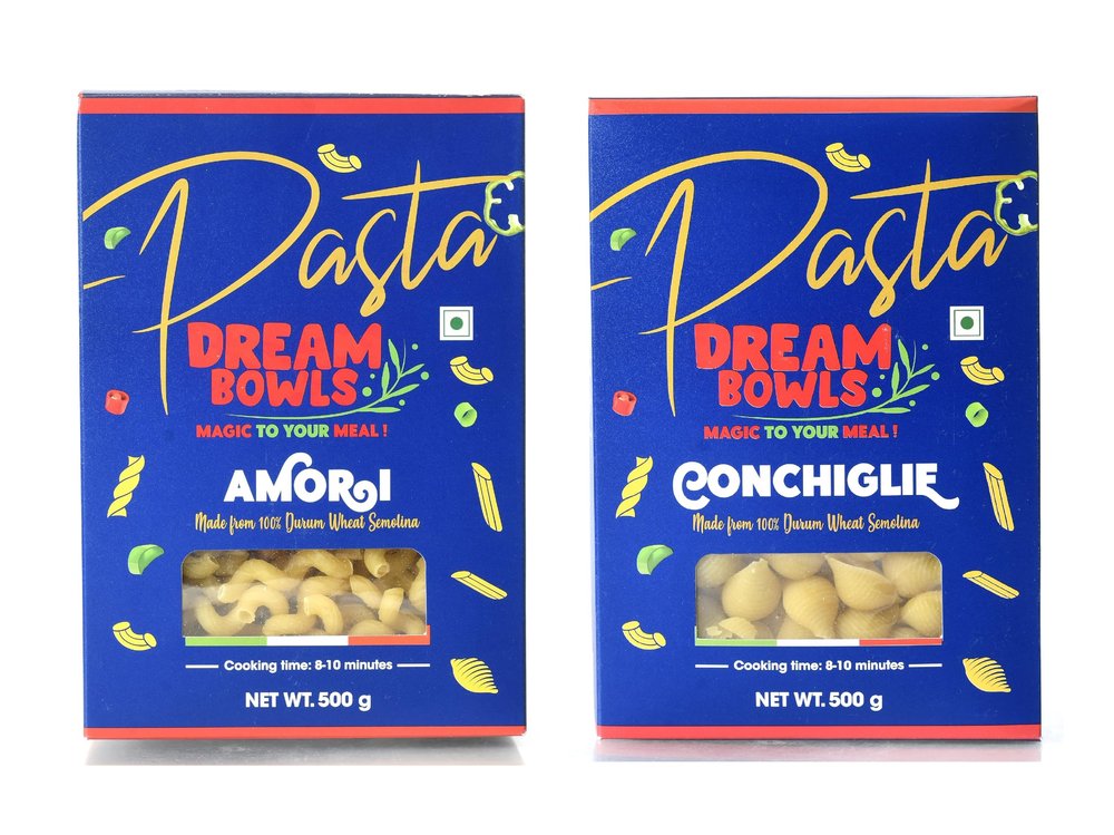 DREAM BOWLS | PASTA AMORI AND CONCHIGLIE COMBO | 100% Durum Wheat | No Maida | No Preservative | Pack of 2 | 500g each