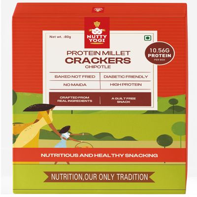 Nutty Yogi Protein Millets Crackers Combo | Chipotle Millet Crackers 80g| Masala Magic Millet Crackers 80g | Herb & Garlic Millet Crackers 80g | (Pack of 3) | Healthy Snack | Goodness of Millets