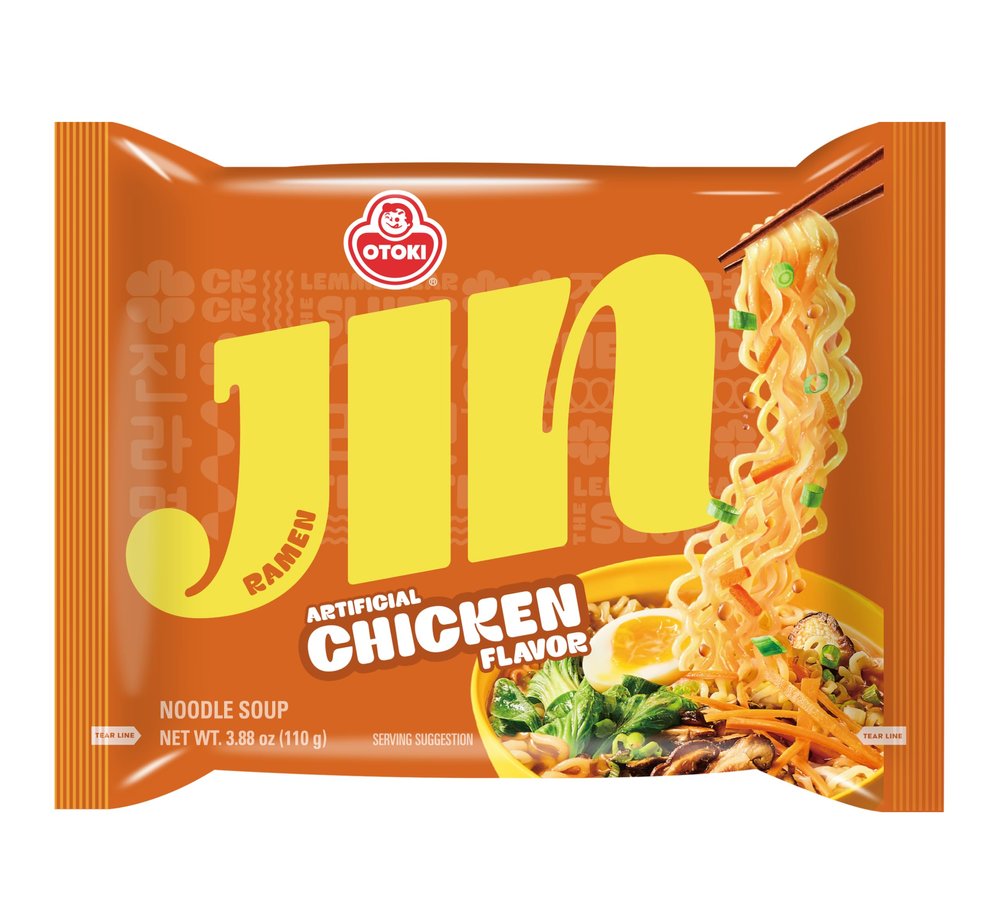 Ottogi Jin Ramen Korean Style Instant Noodles Chicken Flavor 110g, Pack of 1, The Product of Korea
