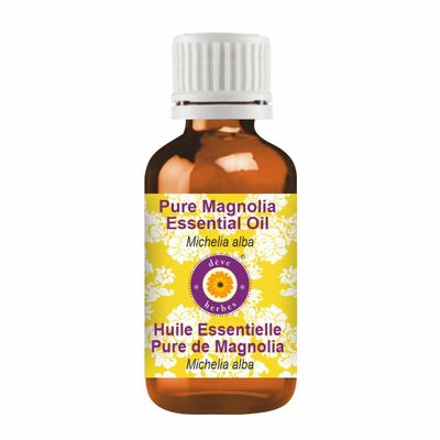Deve Herbes Magnolia Essential Oil (Michelia alba) Pure | Non-Sticky | Non-greasy | Lightweight | Men & Women | All Skin Types | Steam Distilled 15ml