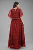 3Buddy Fashion Women's Fit and Flare Maxi Net and Silk Semi-Stitched Gown (Maroon-Seagreen) view 2