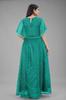 3Buddy Fashion Women's Fit and Flare Maxi Net and Silk Semi-Stitched Gown (Maroon-Seagreen) view 3