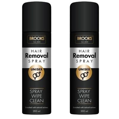Brooks Hair Removal Spray 200Ml | Painless Body Hair Removal spray For Chest, Back, Legs & Under Arms | Derma Approved | Skin Safe | Unisex | 200 ml | Pack Of 2