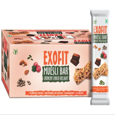 Exofit Muesli Bar l Crunchy Choco Delight bar 210g Box, Pack of 6 Bars (35g x 6) l High Energy & Nutrition Bars | 6g Protein & 6g Fiber Bars