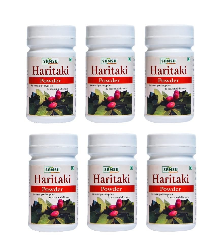 SANSU Haritaki Powder Natural Haritaki Powder, 100% Pure Haritaki Powder 100g (Pack of 6)