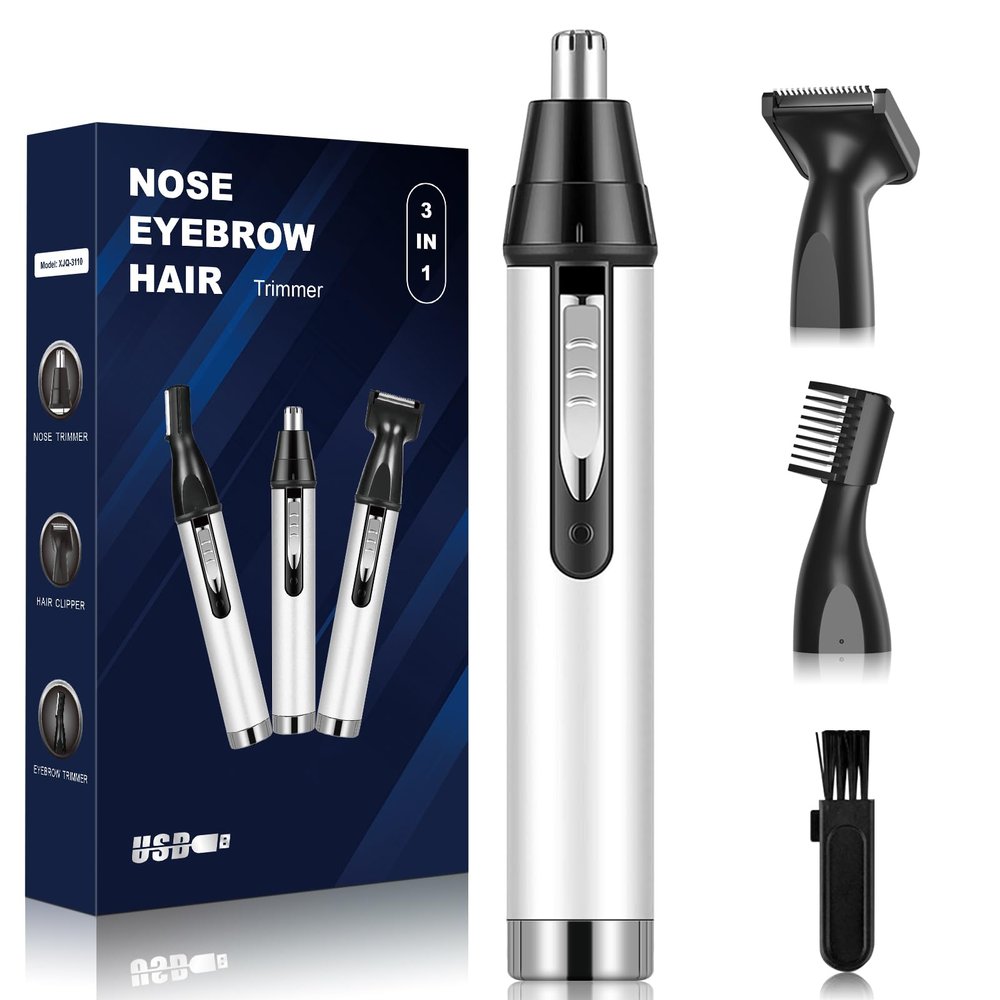 Brigin Professional Painless Electric Nose & Ear Hair Trimmer, USB Rechargeable, IPX7 Waterproof