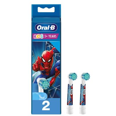 Oral-B ORIGINAL Kids Rechargeable Electric Toothbrush Soft Replacement Brush Heads [10X POWERFUL THAN COMPATIBLE PRODUCTS],Spider Man, 2 Refills, Deep clean between teeth