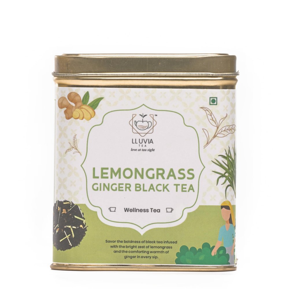 LLUVIA TEA Lemongrass Ginger Black Tea (50g) | Detox Herbal Blend for Digestion & Immunity | Refreshing Wellness Tea | Energy Booster | Stress Relief | Hot or Iced Brewing | Anti-Bacterial Properties